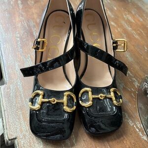 Gucci Black Patent Leather Mary Jane Shoes